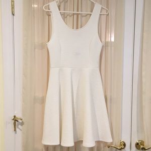 Lush White Ribbed Skater Dress Medium